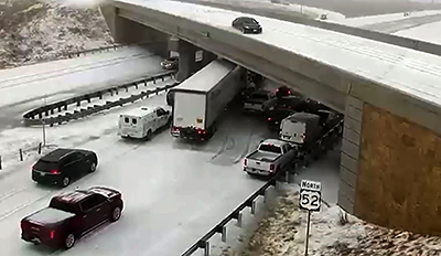 Photo: Crash in southeastern Minnesota caused by hail storm.